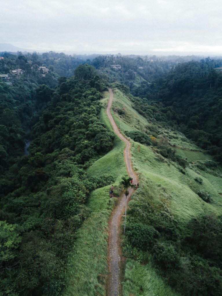 Sendero a través de las montañas en Bali